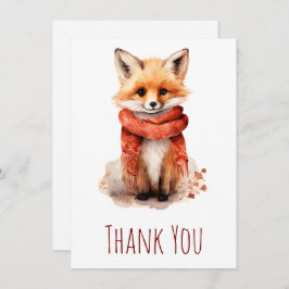 Tarjeta De Agradecimiento Cute Smiling Fox Pup in a Red Scarf