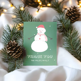 Tarjeta De Agradecimiento Cute Snowman | Diseño de feriado para Navidades ca