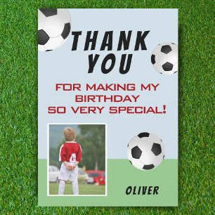 Tarjeta De Agradecimiento Cute Soccer Balls Kids Birday Photo