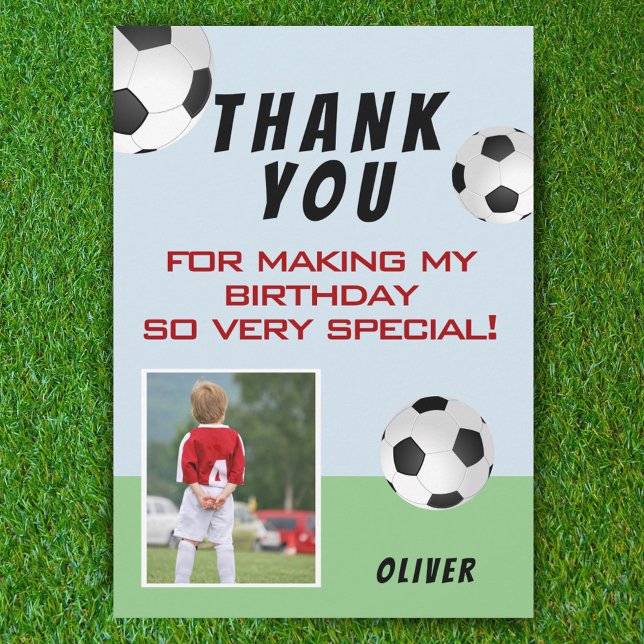 Tarjeta De Agradecimiento Cute Soccer Balls Kids Birday Photo (Subido por el creador)