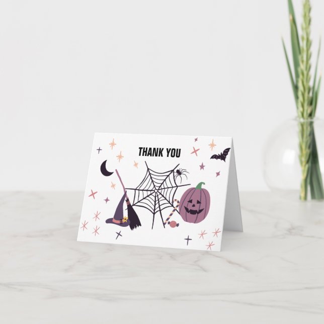 Tarjeta De Agradecimiento Cute Spooky | Baby Shower de Halloween (Anverso)