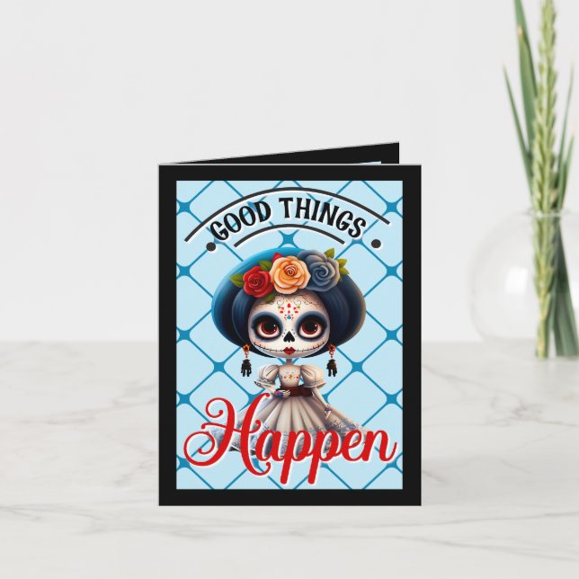 Tarjeta De Agradecimiento Cute Sugar Skull (Anverso)