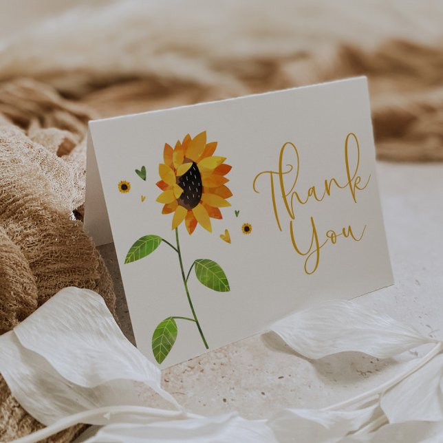 Tarjeta De Agradecimiento Cute Sunflower Baby Shower o cumpleaños (Subido por el creador)