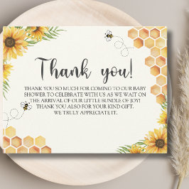 Tarjeta De Agradecimiento Cute Sunflower Bee Baby Shower