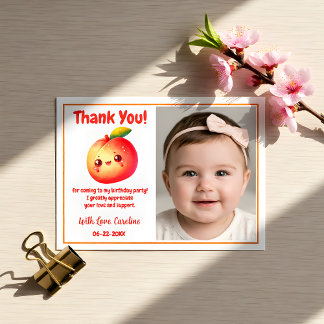 Tarjeta De Agradecimiento Cute Sweet Peach Cumpleaños Gracias