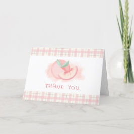 Tarjeta De Agradecimiento Cute Sweet Pink Gingham Peach Baby Shower
