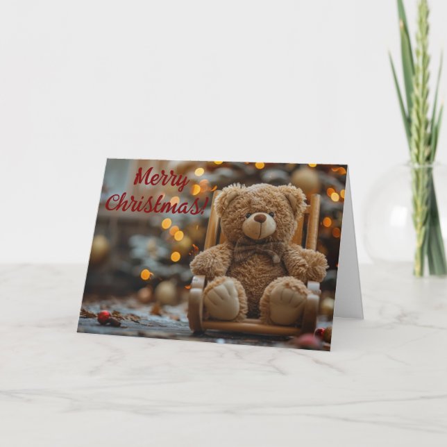 Tarjeta De Agradecimiento Cute Teaddy Bear Holiday Navidad Card (Anverso)