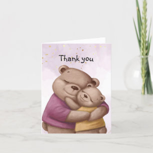 Tarjeta De Agradecimiento Cute Teddy Bear Abrazos Gracias