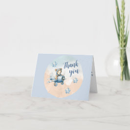 Tarjeta De Agradecimiento Cute Teddy Bear Aviator Baby Shower Thank You Card