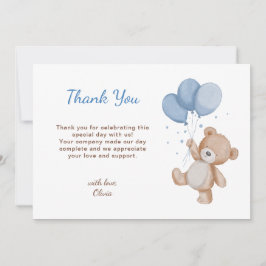 Tarjeta De Agradecimiento Cute Teddy Bear Baby Shower