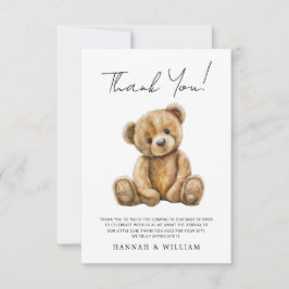 Tarjeta De Agradecimiento Cute Teddy Bear Baby Shower