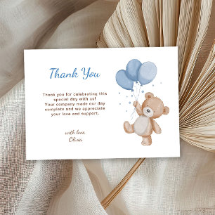 Tarjeta De Agradecimiento Cute Teddy Bear Baby Shower