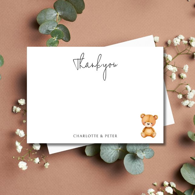 Tarjeta De Agradecimiento Cute Teddy Bear Baby Shower (Subido por el creador)