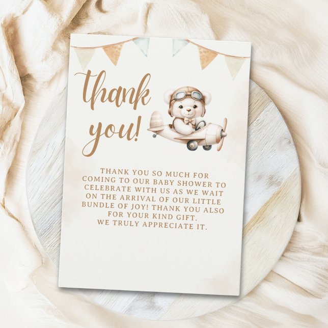 Tarjeta De Agradecimiento Cute Teddy Bear Baby Shower boy (Subido por el creador)