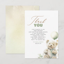 Tarjeta De Agradecimiento Cute Teddy Bear Baby Shower Gracias