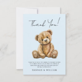 Tarjeta De Agradecimiento Cute Teddy Bear Blue Baby Boy Baby Shower
