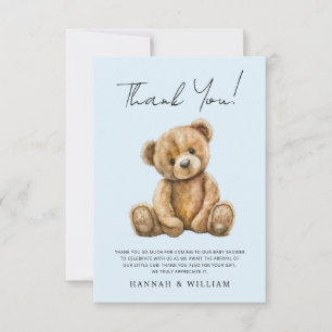 Tarjeta De Agradecimiento Cute Teddy Bear Blue Baby Boy Baby Shower