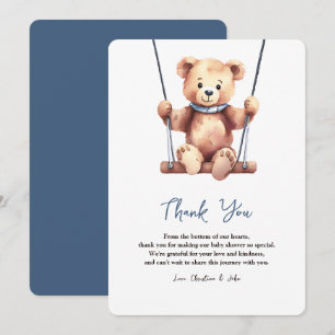 Tarjeta De Agradecimiento Cute Teddy Bear Boy Baby Shower