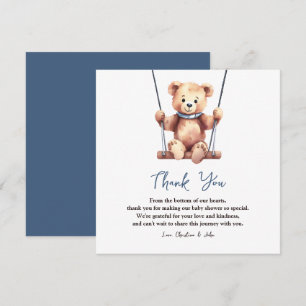 Tarjeta De Agradecimiento Cute Teddy Bear Boy Baby Shower