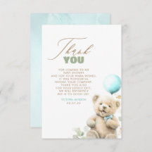 Cute Teddy Bear Boy Baby Shower Gracias