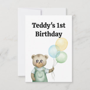 Tarjeta De Agradecimiento cute teddy bear green background