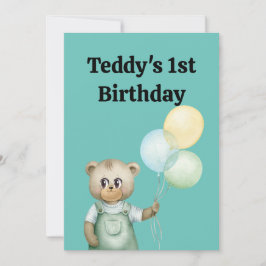 Tarjeta De Agradecimiento cute teddy bear green background