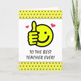 Tarjeta De Agradecimiento Cute Thumbs Up Smile Face Teacher