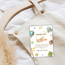 Tarjeta De Agradecimiento Cute Travel Around The World Airplane Baby Shower 