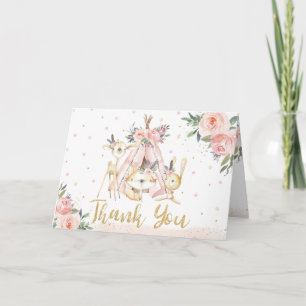 Tarjeta De Agradecimiento Cute Tribal Woodland Animals Birthday Baby Shower