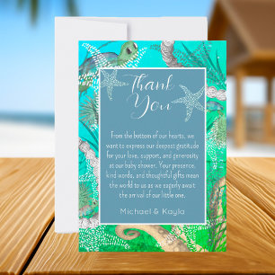 Tarjeta De Agradecimiento Cute Under Sea Baby Shower Flat Gracias Card
