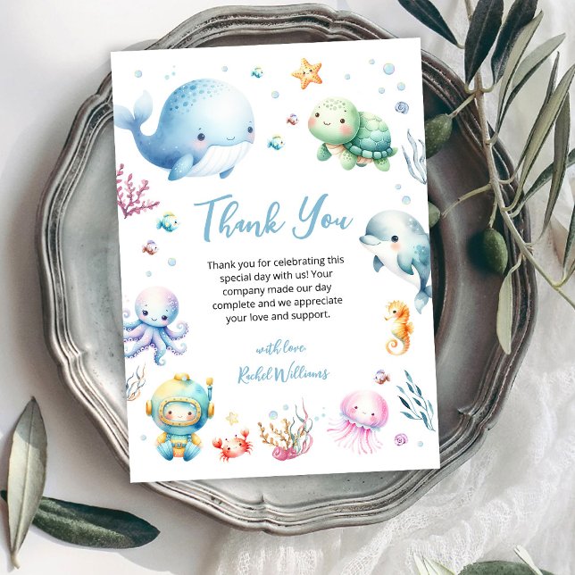 Tarjeta De Agradecimiento Cute Under the sea Baby Shower (Subido por el creador)