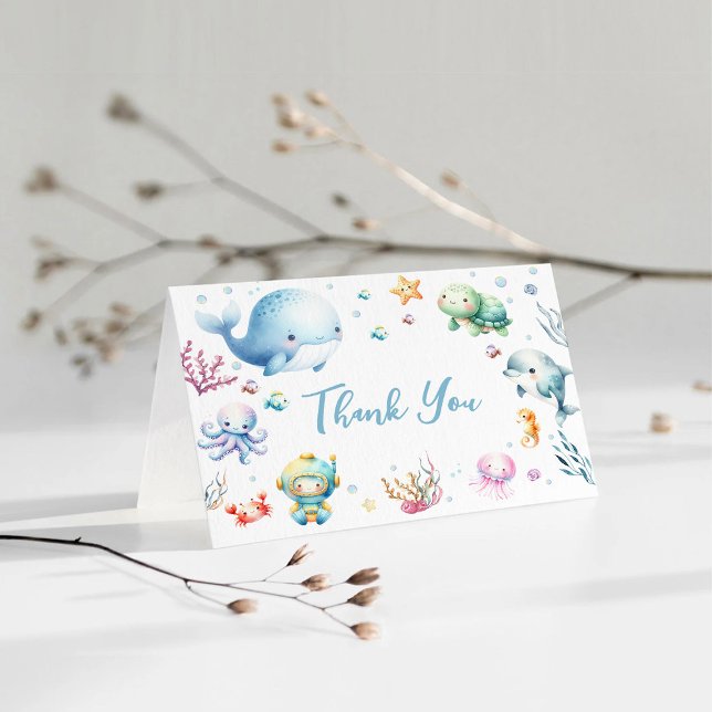 Tarjeta De Agradecimiento Cute Under the sea Baby Shower (Subido por el creador)
