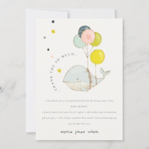 Tarjeta De Agradecimiento Cute Underwater Balloon Heart Whale Baby Shower