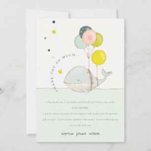 Tarjeta De Agradecimiento Cute Underwater Balloon Heart Whale Baby Shower