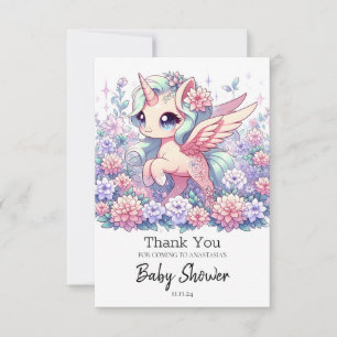 Tarjeta De Agradecimiento Cute Unicorn Baby Shower