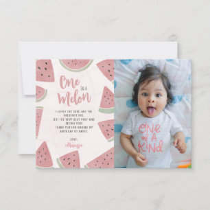 Tarjeta De Agradecimiento Cute uno en una sandía de melón melón cumpleaños