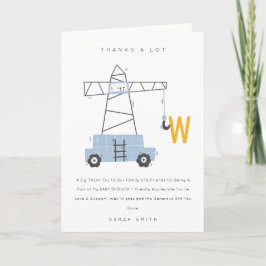 Tarjeta De Agradecimiento Cute Urban Construction Crane Boy's Baby Shower