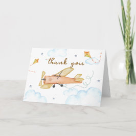 Tarjeta De Agradecimiento Cute Vintage Aviator Airplane Baby Shower
