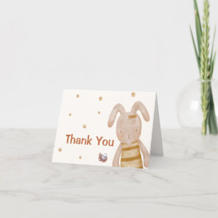 Tarjeta De Agradecimiento Cute Vintage Boho Bunny Toy Baby Shower
