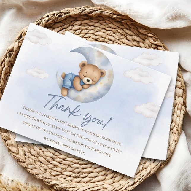 Tarjeta De Agradecimiento Cute Watercolor Bear Baby Shower boy (Subido por el creador)