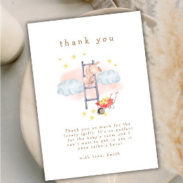 Tarjeta De Agradecimiento Cute Watercolor Boho Bunny Stars Baby Shower