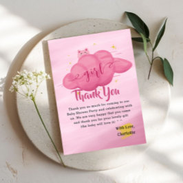 Tarjeta De Agradecimiento Cute Watercolor Cloud Baby Girl Shower
