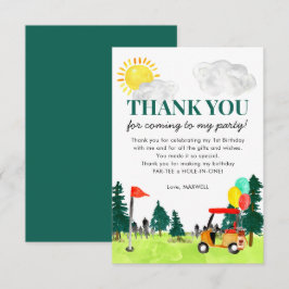 Tarjeta De Agradecimiento Cute Watercolor Golf Cart Birthday Par-tee Fiesta