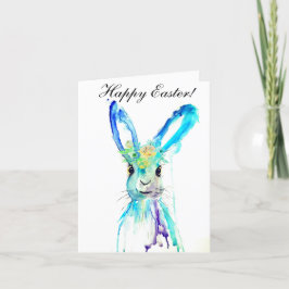 Tarjeta De Agradecimiento Cute Watercolor Rabbit Bunny Hare Floral de Pascua