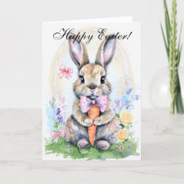 Tarjeta De Agradecimiento Cute Watercolor Rabbit Bunny Hare Floral de Pascua