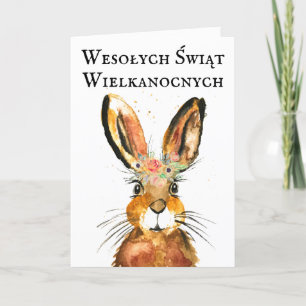 Tarjeta De Agradecimiento Cute Watercolor Rabbit Bunny Hare Floral de Pascua