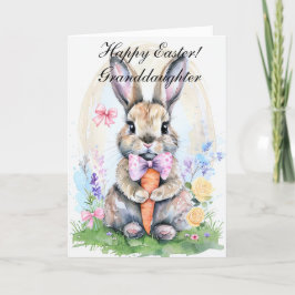 Tarjeta De Agradecimiento Cute Watercolor Rabbit Bunny Hare Floral de Pascua