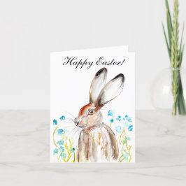 Tarjeta De Agradecimiento Cute Watercolor Rabbit Bunny Hare Humor De Pascua