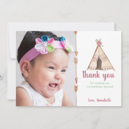 Tarjeta De Agradecimiento Cute Watercolor Teepee Camping Cumpleaños