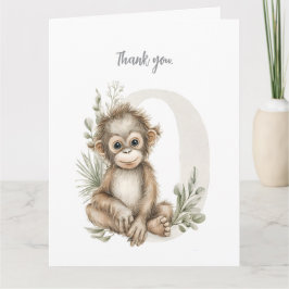 Tarjeta De Agradecimiento Cute watercolour baby animal alphabet Orangutan
